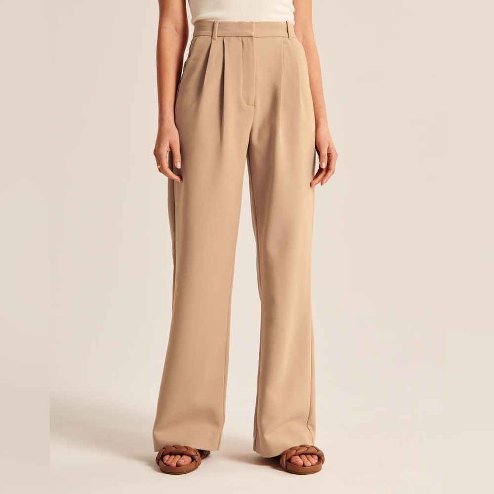Abercrombie & Fitch Tan Wide-Leg Trousers